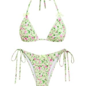 Zaful Floral Green and Pink Bikini